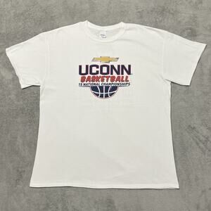 UCONN Huskies T Shirt Mens XL White 15 National Championships Chevy Tee